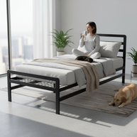 ŁÓŻKO 90x200 METALOWE - CZARNE