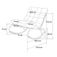Fotel Bujany VIBE Ogrodowy z Poduszką Stalowy Czarny Szary 115 Cm