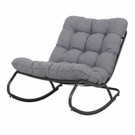 Fotel Bujany VIBE Ogrodowy z Poduszką Stalowy Czarny Szary 115 Cm