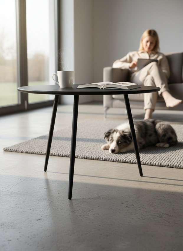 Stolik Kawowy Ogrodowy VIBE 60 Cm Stalowy 3 Nogi Szary