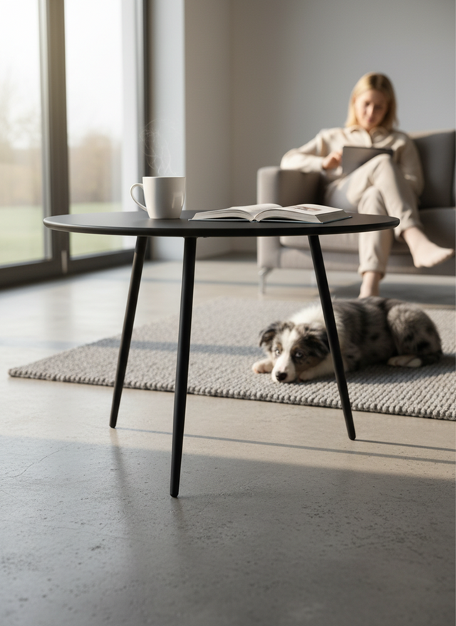 Stolik Kawowy Ogrodowy VIBE 60 Cm Stalowy 3 Nogi Szary