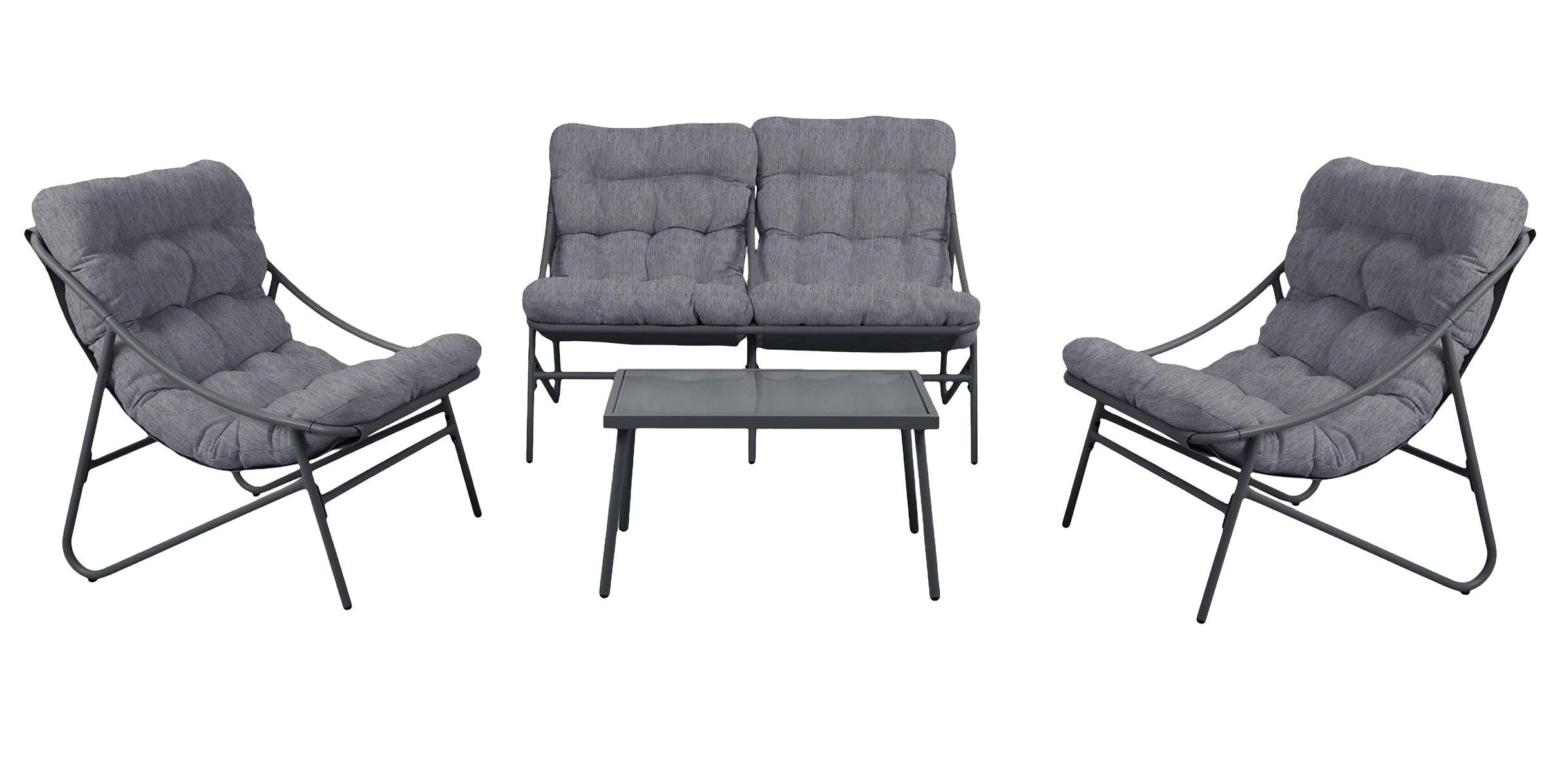 Zestaw Mebli Ogrodowych VIBE 4 Częściowy Fotele Sofa Stolik SZARY