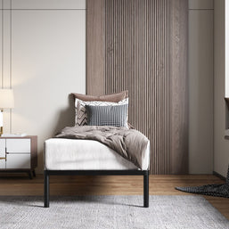 Stelaż Łóżka BED ALU 80x200 Metalowy Drewniane Listwy Nowoczesny CZARNY