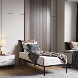 Stelaż Łóżka BED ALU 80x200 Metalowy Drewniane Listwy Nowoczesny CZARNY