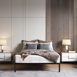 Stelaż Łóżka BED ALU 140x200 Metalowy Drewniane Listwy Nowoczesny CZARNY