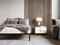 Stelaż Łóżka BED ALU 140x200 Metalowy Drewniane Listwy Nowoczesny CZARNY