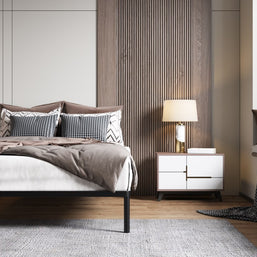 Stelaż Łóżka BED ALU 140x200 Metalowy Drewniane Listwy Nowoczesny CZARNY