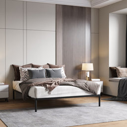 Stelaż Łóżka BED ALU 160x200 Metalowy Drewniane Listwy Nowoczesny CZARNY