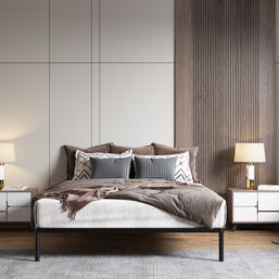 Stelaż Łóżka BED ALU 160x200 Metalowy Drewniane Listwy Nowoczesny CZARNY