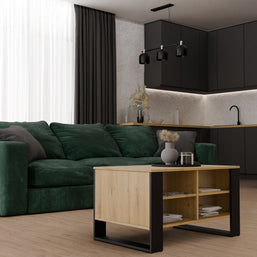STOLIK KAWOWY ŁAWA MODERN 4P DĄB ARTISAN CZERŃ