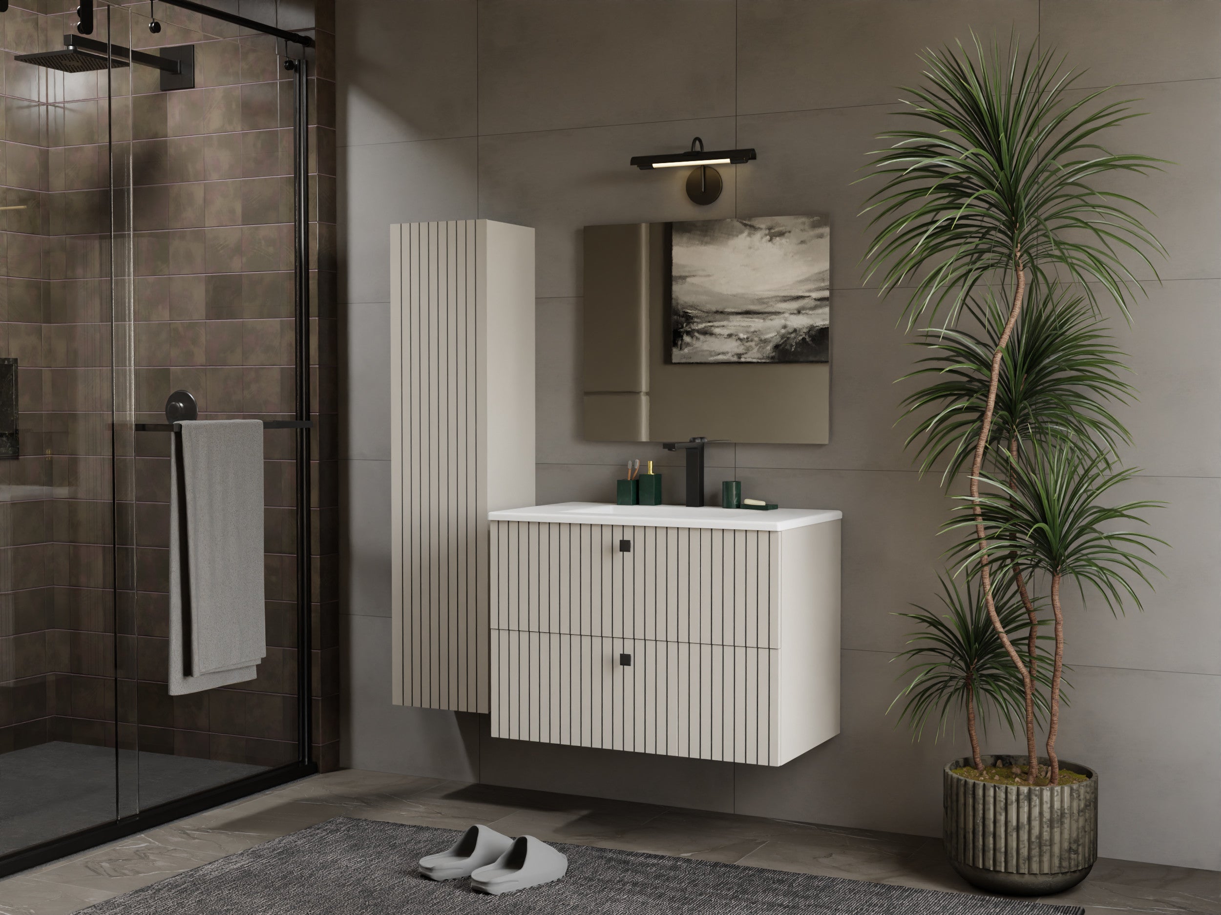 SZAFKA POD UMYWALKĘ TIGO 80 2S KASZMIR RYFLOWANY FRONT