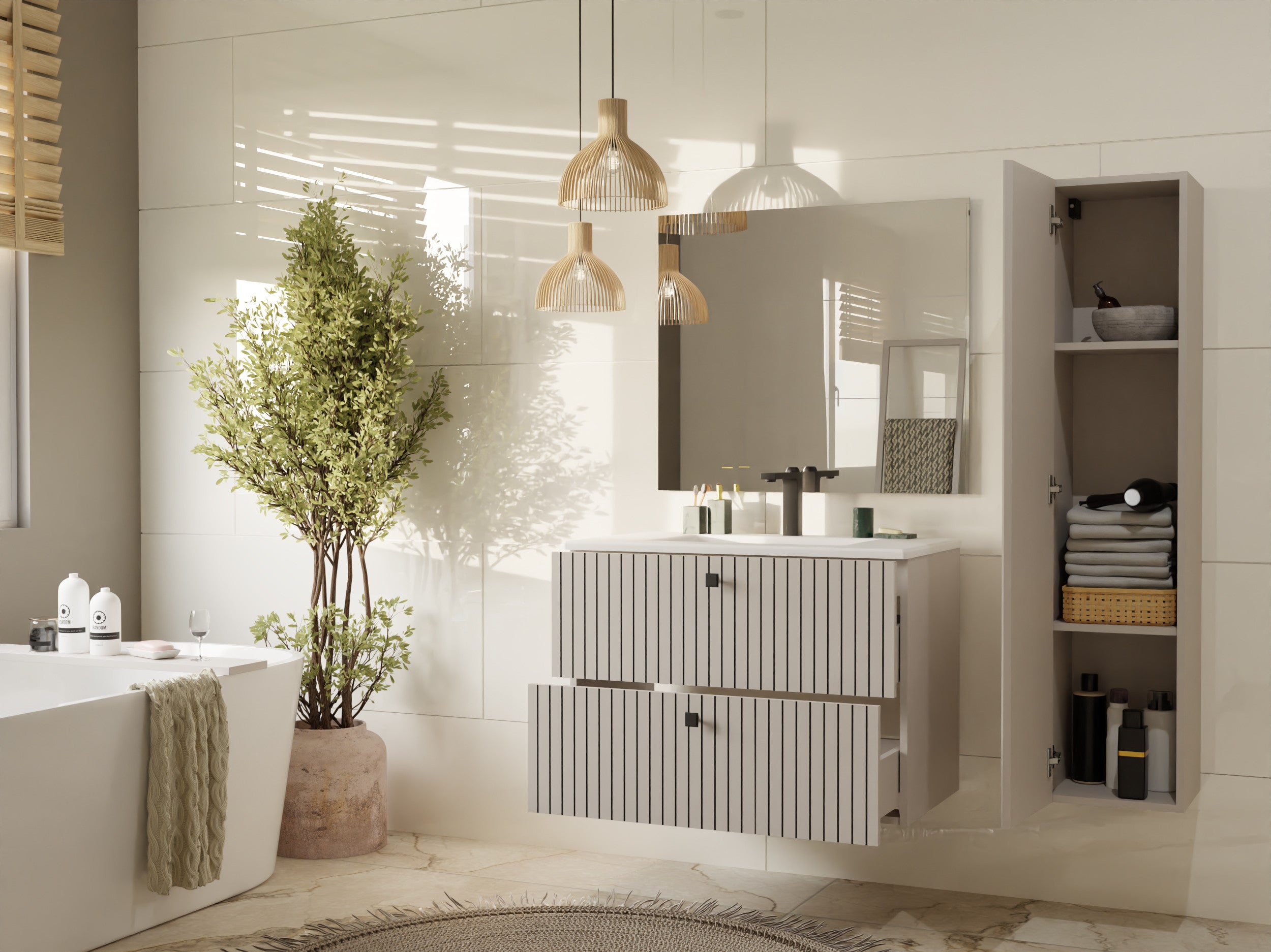 SZAFKA POD UMYWALKĘ TIGO 80 2S KASZMIR RYFLOWANY FRONT
