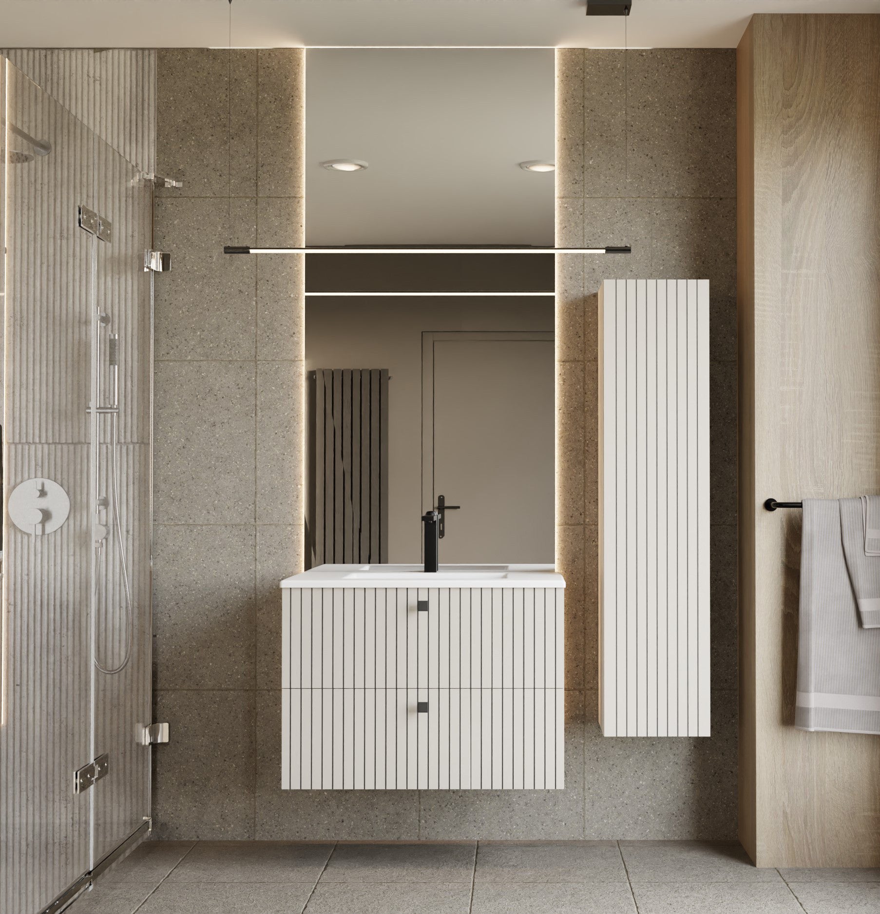 SZAFKA POD UMYWALKĘ TIGO 80 2S KASZMIR RYFLOWANY FRONT