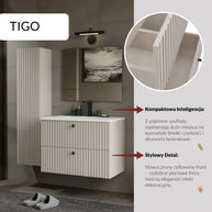 SZAFKA POD UMYWALKĘ TIGO 80 2S KASZMIR RYFLOWANY FRONT + UMYWALKA