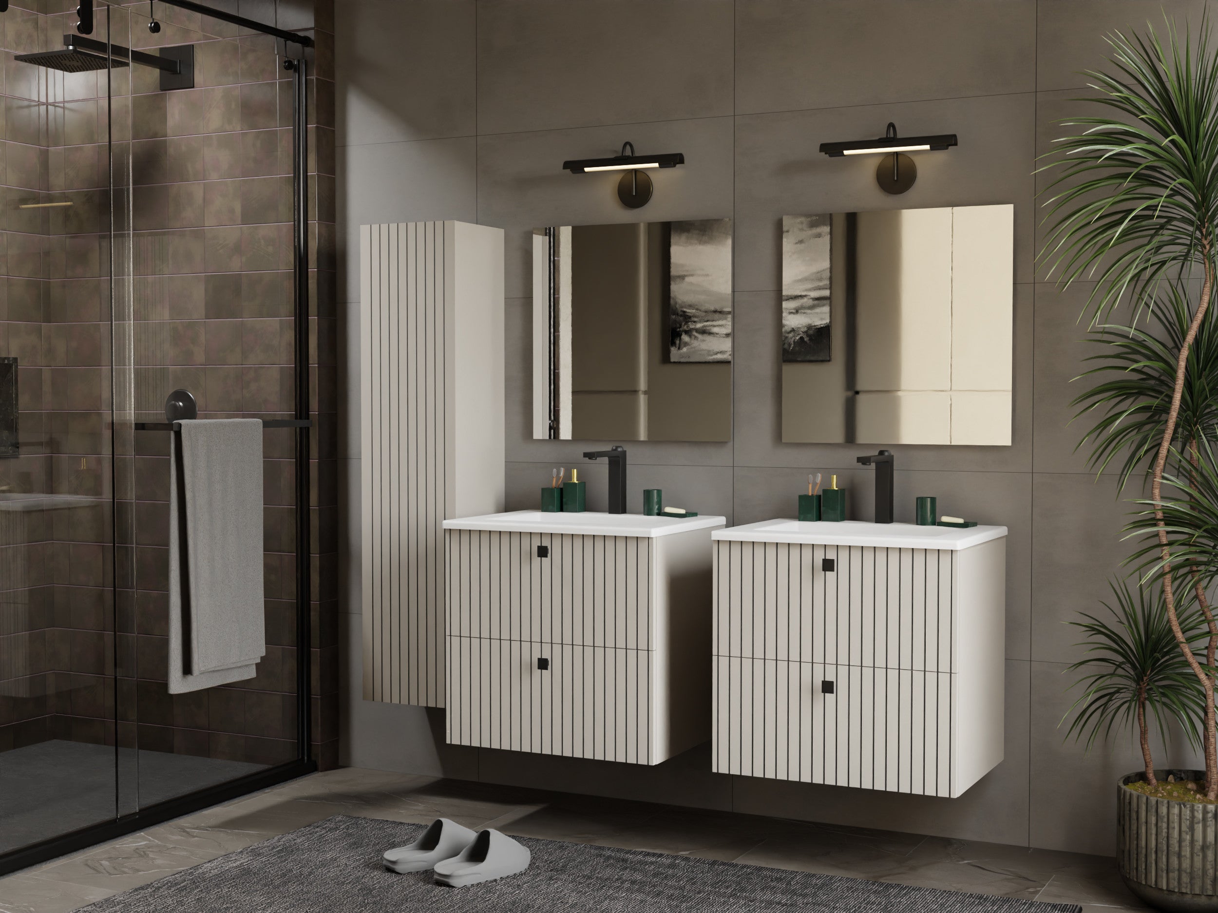 SZAFKA POD UMYWALKĘ TIGO 60 2S KASZMIR RYFLOWANY FRONT