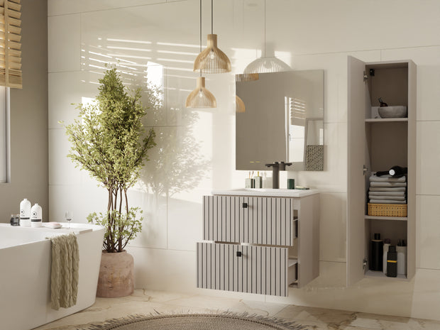 SZAFKA POD UMYWALKĘ TIGO 60 2S KASZMIR RYFLOWANY FRONT + UMYWALKA