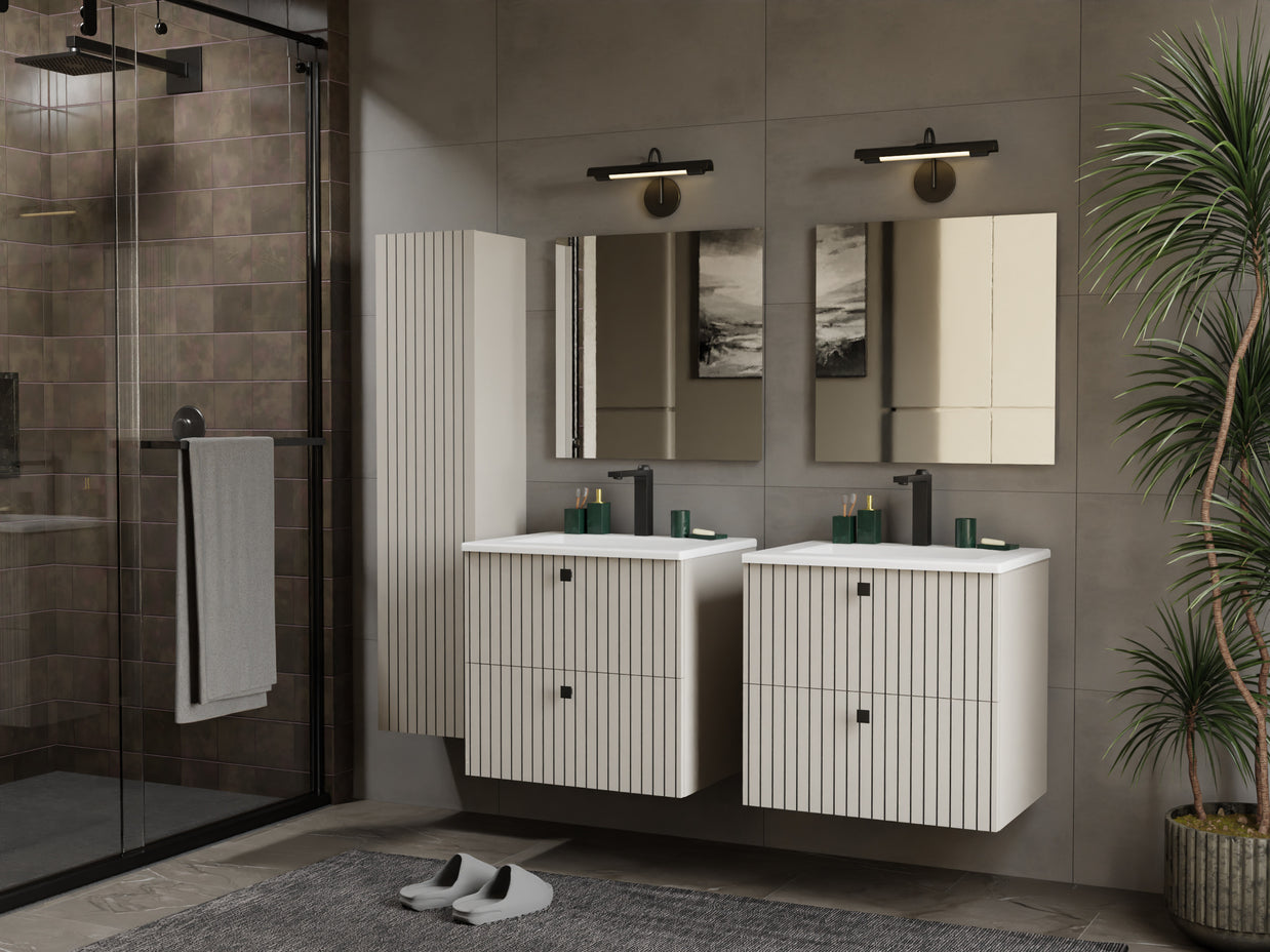 SZAFKA POD UMYWALKĘ TIGO 60 2S KASZMIR RYFLOWANY FRONT + UMYWALKA