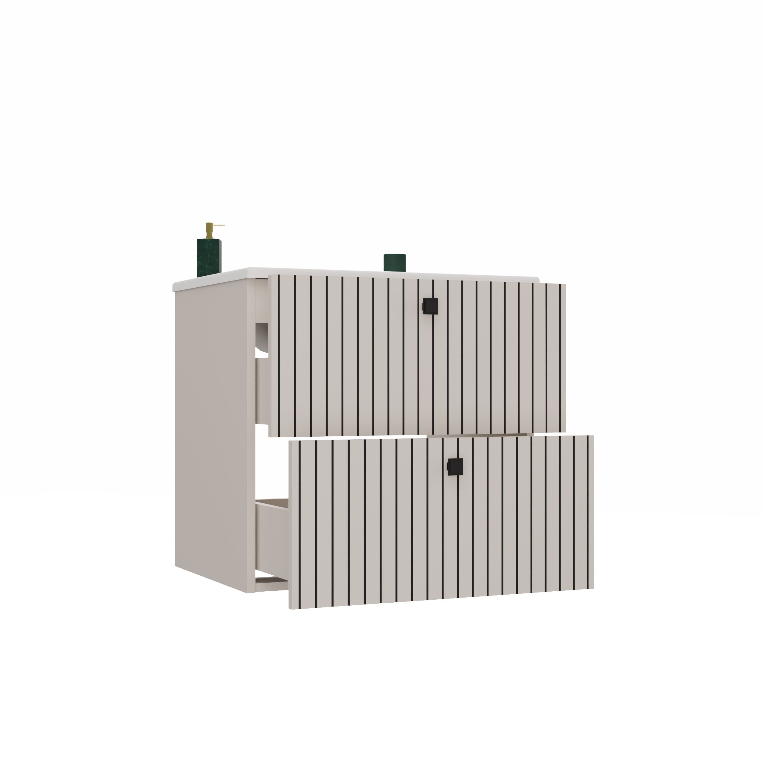 SZAFKA POD UMYWALKĘ TIGO 60 2S KASZMIR RYFLOWANY FRONT + UMYWALKA
