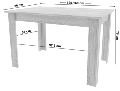 Stół NP 120-160x80 Craft nogi czarne