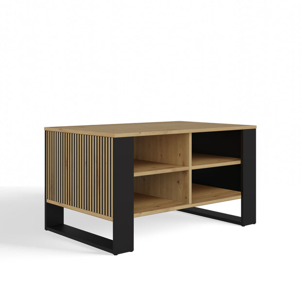 STOLIK KAWOWY ŁAWA MODERN 4P SLIM DĄB ARTISAN CZERŃ FREZY
