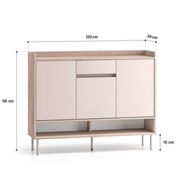 Voco 02 dąb cremona terracotta / cashmere - komoda 3D1S - PR_VOCO_02_F.jpg