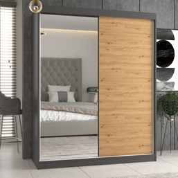 Szafa Iga 160 A/B ANTRACYT ARTISAN 1x Lustro Do Sypialni Przedpokoju