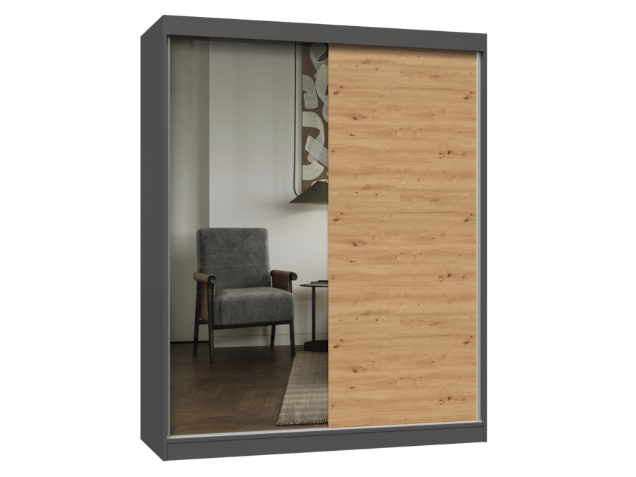 Szafa Iga 160 A/B ANTRACYT ARTISAN 1x Lustro Do Sypialni Przedpokoju