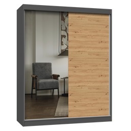 Szafa Iga 160 A/B ANTRACYT ARTISAN 1x Lustro Do Sypialni Przedpokoju