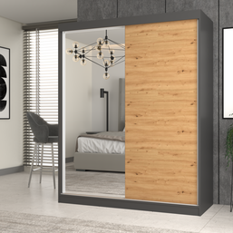 Szafa Iga 160 A/B ANTRACYT ARTISAN 1x Lustro Do Sypialni Przedpokoju