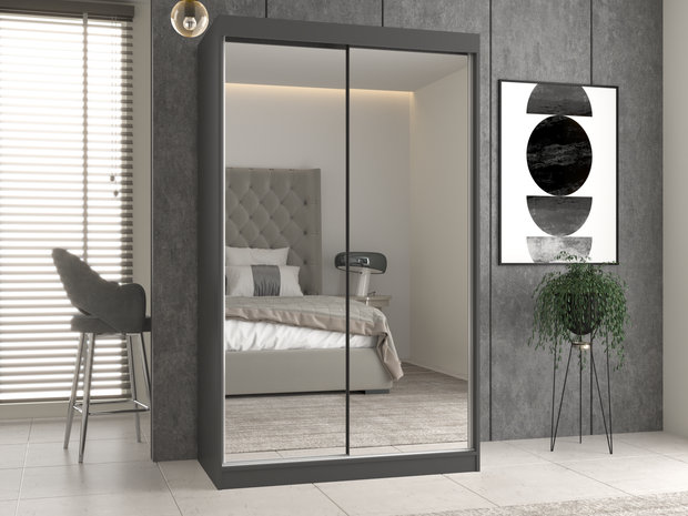 Szafa Przesuwna  IGA 120 A 2 Lustra 120 Cm ANTRACYT