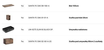 ZESTAW MEBLI ŁAZIENKOWYCH SANTA FE - 100 cm