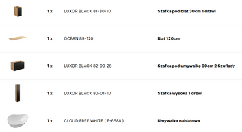 ZESTAW MEBLI ŁAZIENKOWYCH LUXOR BLACK - 120 cm