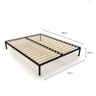 Stelaż Łóżka BED ALU 160x200 Metalowy Drewniane Listwy Nowoczesny CZARNY