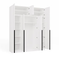 SZAFA SENSO 4D z Nadstawką Wysoka BIEL Drzwi Czarne Uchwyty 250x200 Cm