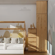 Szafa z Nadstawką SD-50 Drzwi Półki DĄB ARTISAN Do Garderoby Pokoju Biura