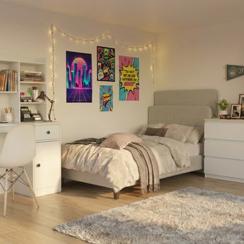 Zestaw Mebli Biurko Chester + Nadstawka 120 + Komoda M3 + Regał Rimini BIEL