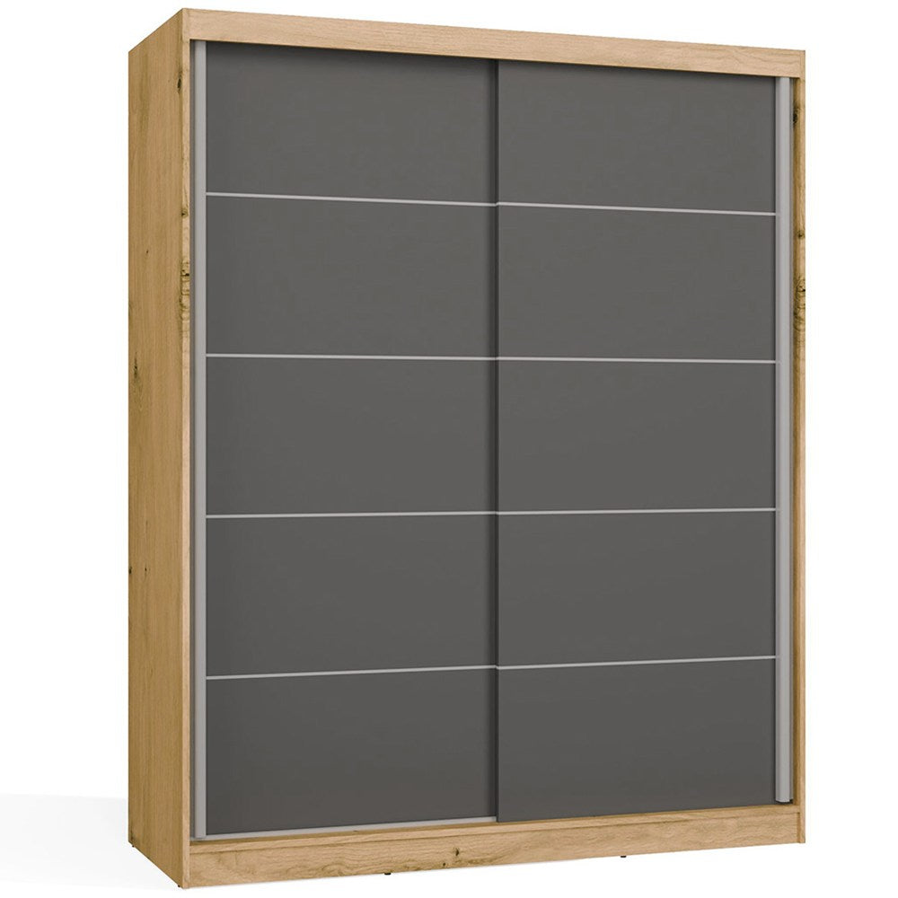SZAFA Przesuwna IGA 160 CM Szprosy DĄB ARTISAN ANTRACYT Stylowa i Funkcjonalna