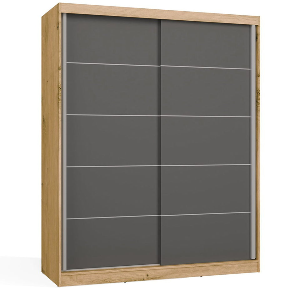 SZAFA Przesuwna IGA 160 CM Szprosy DĄB ARTISAN ANTRACYT Stylowa i Funkcjonalna