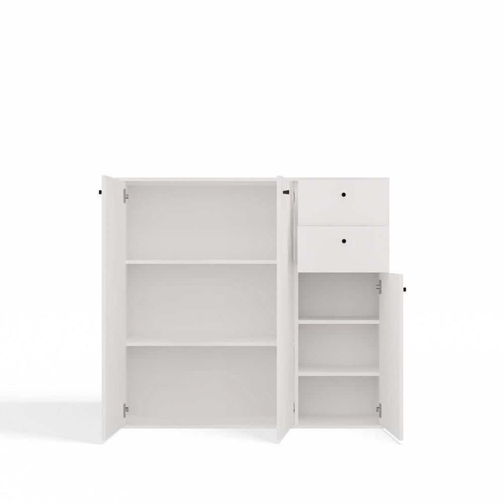 KOMODA FRAN BIAŁY 120 Cm Szafka 3 Drzwi 2 Szuflady 30 Cm Do Salonu Sypialni