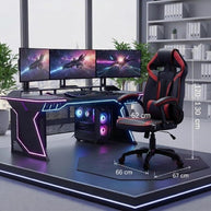 Zestaw BIURKO DANY Narożne ANTRACYT / DĄB ARTISAN + Fotel DRIFT CZERWONY