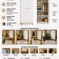 Szafa Ubraniowa OLYMPO 2D BIAŁA DĄB ARTISAN 80 Cm Drążek 2 Drzwi Sypialnia