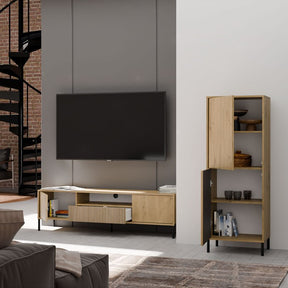 Witryna KAMARO 2DK SLIM/GŁADKI DĄB ARTISAN Lamele Front Ryflowany + Klasyczny