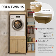 Szafka Łazienkowa Na Pralkę Lub Suszarkę POLA TWIN 1S Regał Szuflada DĄB ARTISAN