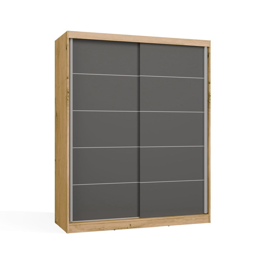 SZAFA Przesuwna IGA 160 CM Szprosy DĄB ARTISAN ANTRACYT Stylowa i Funkcjonalna