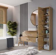 Szafka Pod Umywalkę NEL 80 Łazienkowa DĄB ARTISAN Wisząca 2 Szuflady 80x50x45 Cm