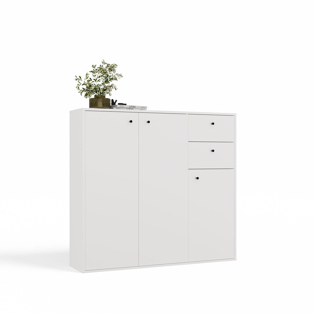 KOMODA FRAN BIAŁY 120 Cm Szafka 3 Drzwi 2 Szuflady 30 Cm Do Salonu Sypialni