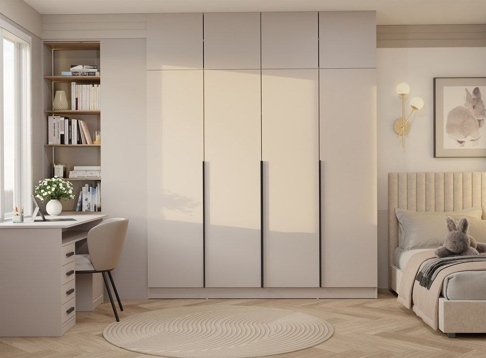Szafa SENSO 4D z NADSTAWKĄ Wysoka KASZMIR Drzwi Czarne Uchwyty 250x200 Cm
