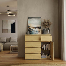 KOMODA 1D5S Szafka 1 Drzwi 5 Szuflad Do Salonu Sypialni Pokoju DĄB ARTISAN
