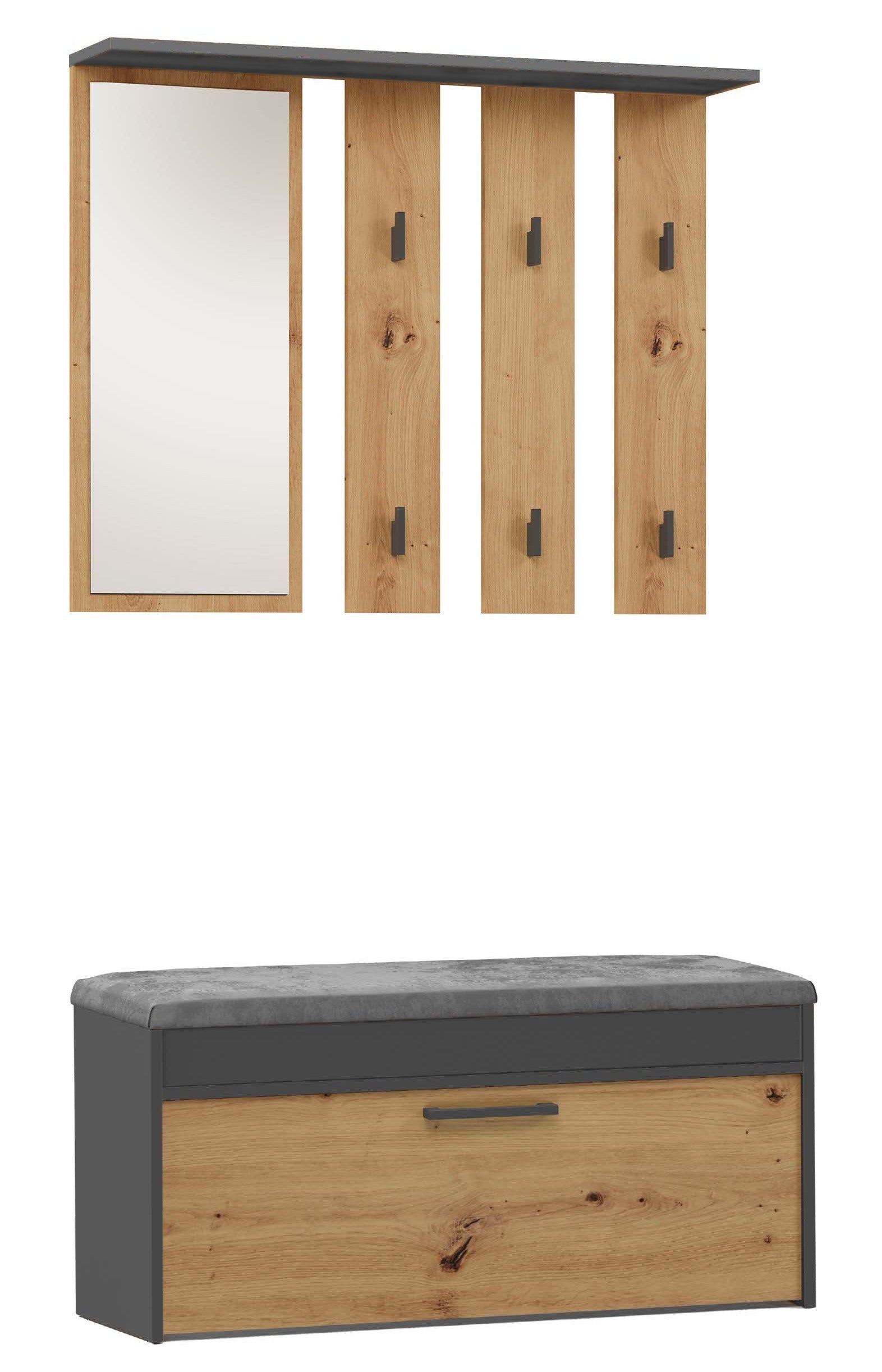 GARDEROBA PARMA ANTRACYT DĄB ARTISAN