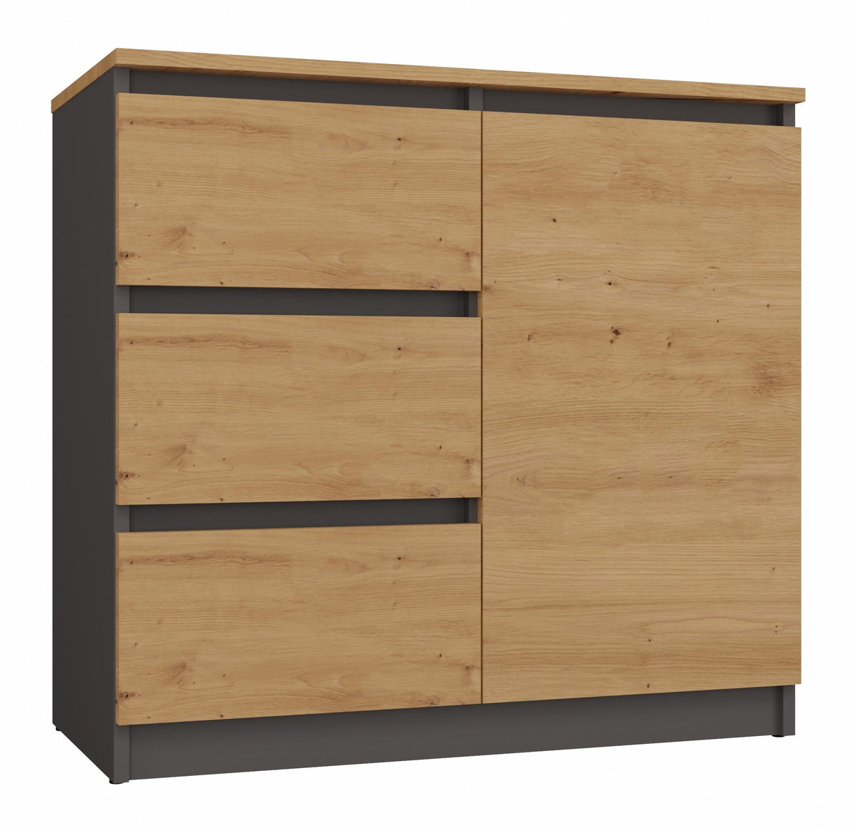 Commode 1D3S Anthracite / Chêne Artisan